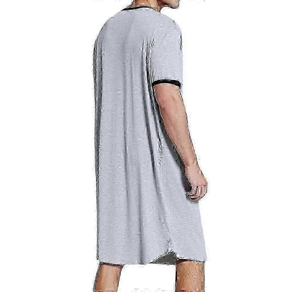 【BQ】Klassisk pyjamassæt til mænd - Blød natkjole til afslappet nattøj Grey M