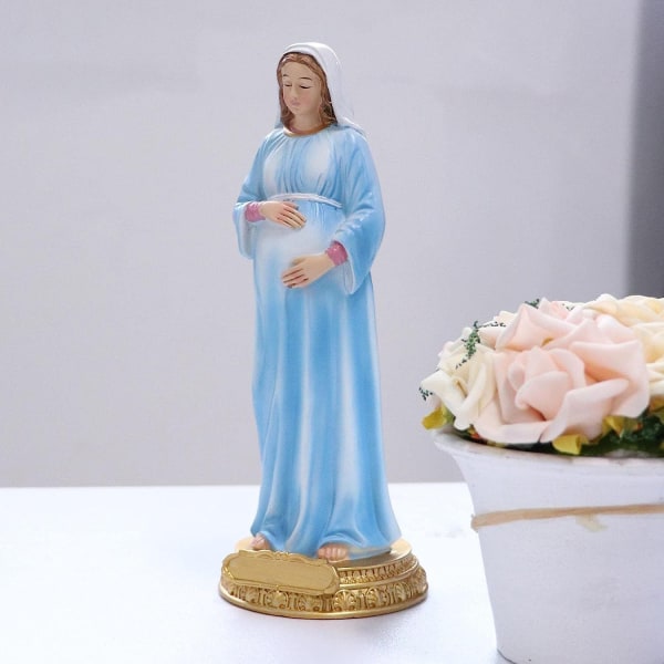 Staty Jungfru Maria gravid Dekoration Guds Moder Handgjord Religiös Nej A -