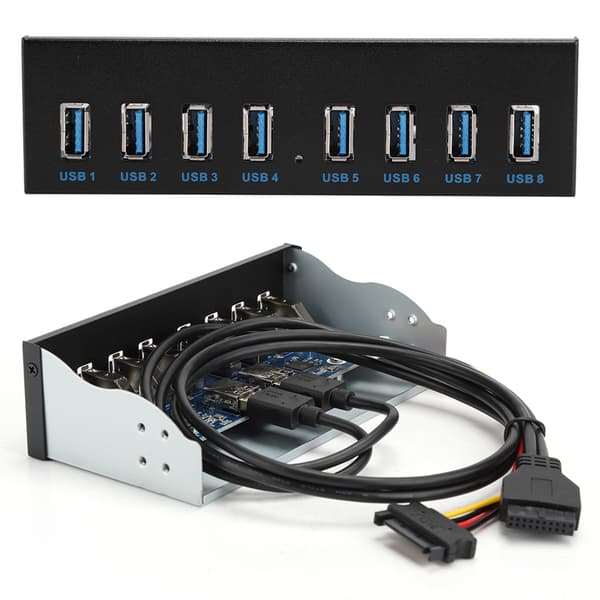 PC-dator frontpaneladapter: USB 3.0 19PIN 8-portars hubb med optisk enhetsförlängning