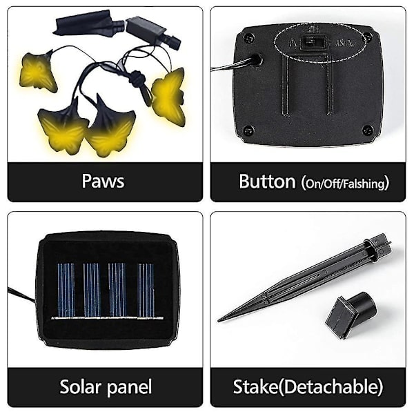 Solar Lights Paw Lights (set med 4), djur Path Paw