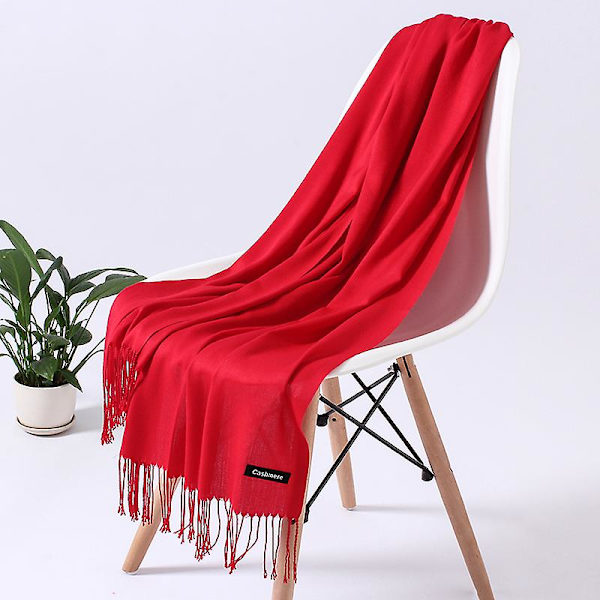 Mode Ensfarvet 2022 Kvinder Tørklæde Vinter Hijabs kvaster Lange Damesjaler Cashmere Ligesom Pashmina Bandana Tørklæder Wraps Echarpe FYR110-02