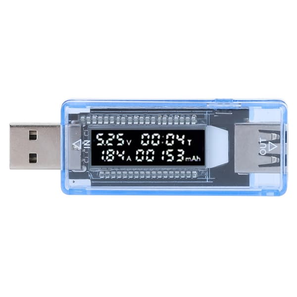 LCD USB Detektor Voltmeter Amperemeter Effektkapasitetstester Spenning Strømmåler