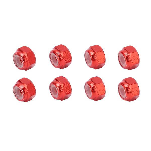 8 st Aluminiumlegering Lås Mutter Nylon Foder M2 Hex Lås Mutter för Axial Scx24 1/24 RC Modeller Röd