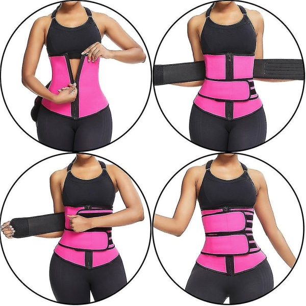 Midjetrimmerbälte Dam Bastukostym Svettlindningstränare Slimming Cincher Body Shaper Rose Red XL