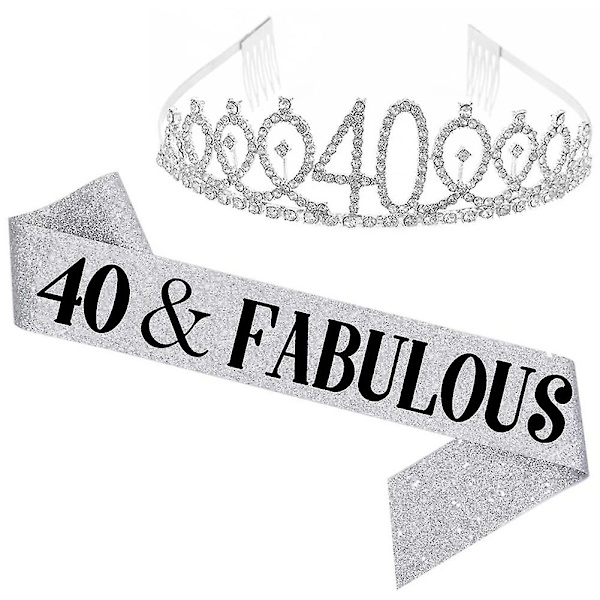 Kvinnor glittrande Rhinestone Print Sash Tiara Set Födelsedagsfest Tillbehör