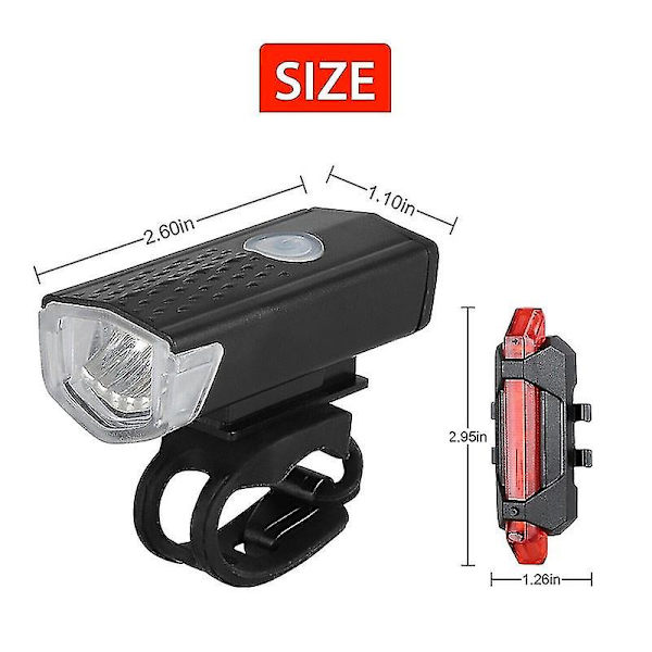 Cykel Cykellygte Usb Led Genopladeligt Sæt Mtb Landevejscykel Forside Bag Lygte Lygte Lommelygte Cykellys Cykeltilbehør White Front Light