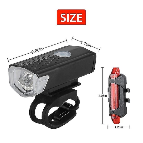 Sykkel Sykkellys Usb Led Oppladbart sett Mtb landeveissykkel Front Bak Frontlykt Lampe Lommelykt Sykkellys Sykkeltilbehør White Front Light