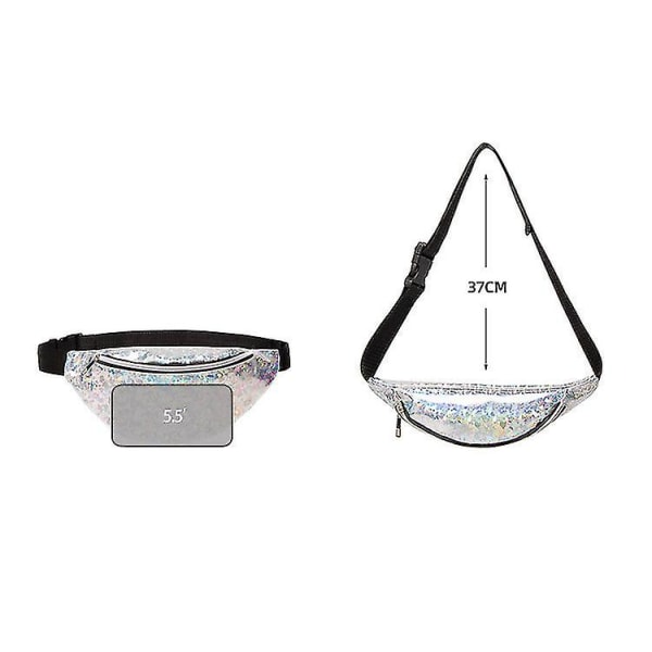 Fanny Pack för barn, glitter midjeväska glänsande väskor med justerbart bälte för barn Sport löpning, camping, resa