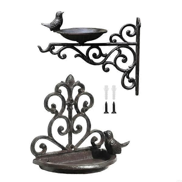 【BQ】Nordic Styles Støbejerns Fuglefoderhus Vægmonteret Vildtfuglefoderstation Ornamenter Til Have Balkon Gårdsplads Dekoration-8925 a