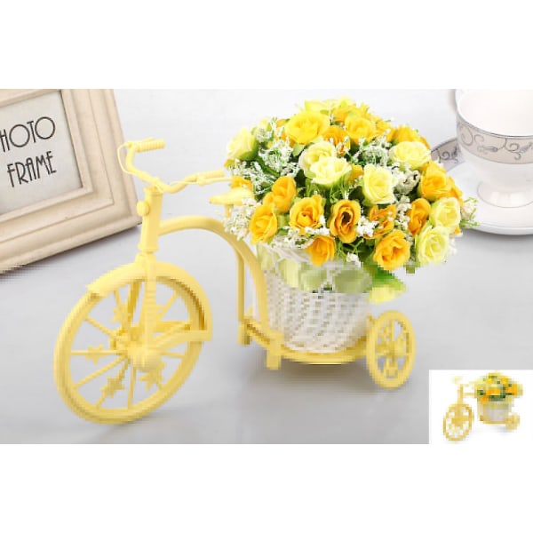 Nostalgisk växtställ för konstgjorda blommor för cykel (gul)