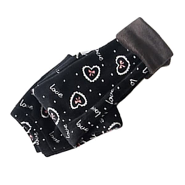 Piger Fleeceforet Leggings Søde Tryk Slim Fit Sort Baggrund Termiske Bukser til Efterår Vinter 110cm / 43.31in