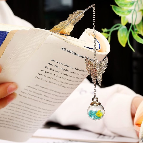 Metallfjäder Bokmärke Födelsedagspresent Kvinnor Lärare & Mors Dag Butterfly Bokmärke För bokälskare Bibliotekarieläsare D