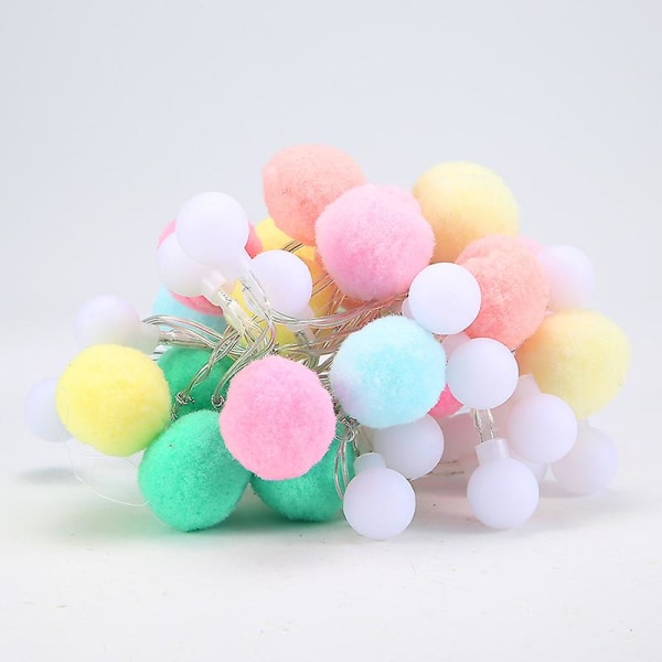 Batteridrivna Led String Lights, Globe Pompoms Bollar Jul Inomhus (rosa) Grön Green
