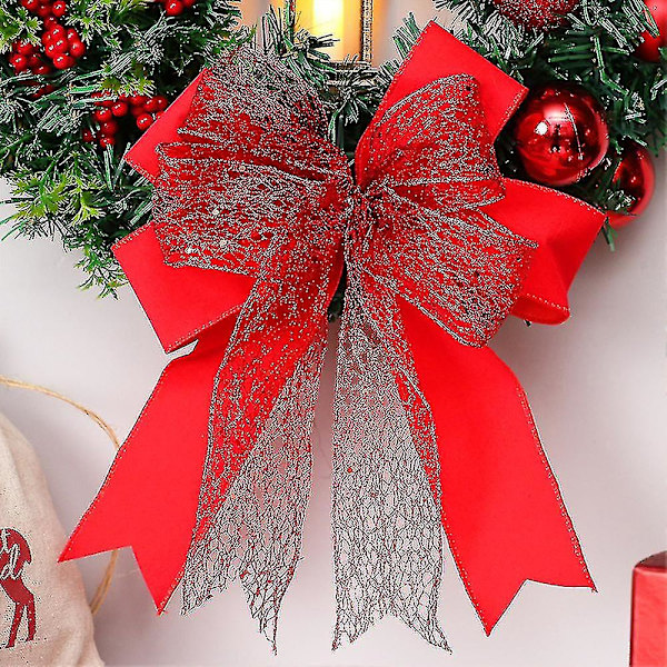Jul Krans Vind Lantern Bowknot rød blomst hoveddør Ornament