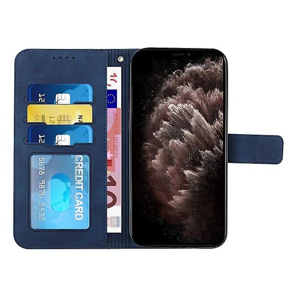 Samsung Galaxy F22 Retro Skin Feel Horisontal Flip Soft Tpu + Pu case, jossa pidike ja korttipaikat ja valokuvakehys (sininen)