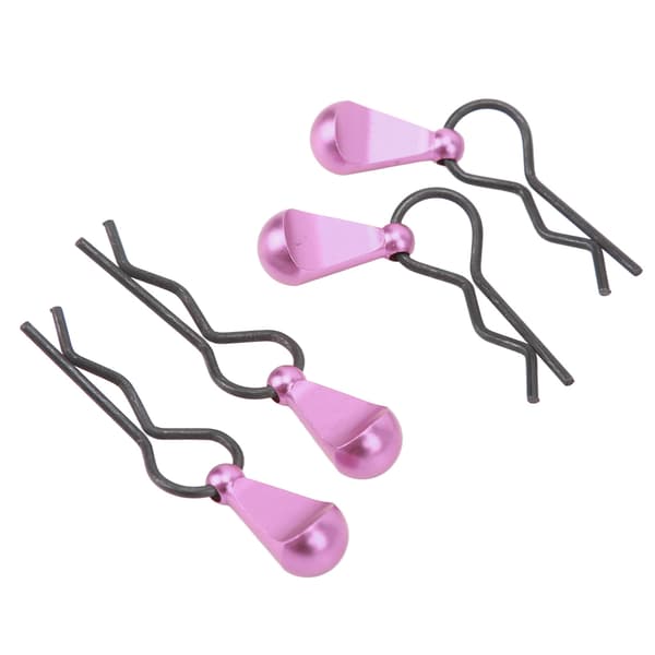 4 stk. lilla rustfrit stål RC karosseri clips med aluminiumslegering trækflapper til 1/8 1/10 RC bil