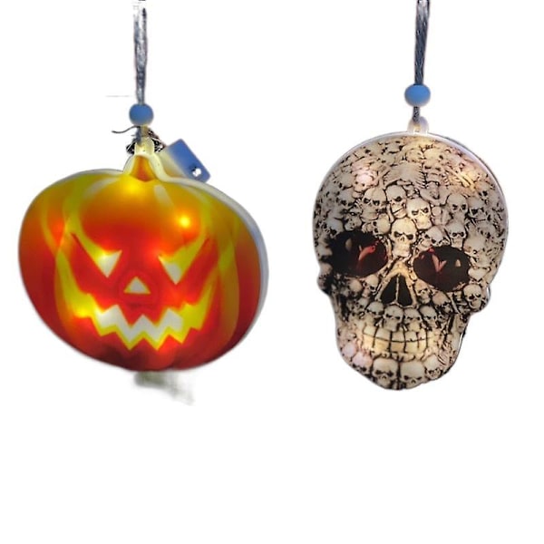 Nya led halloween dekorativa lampor pumpa skalle spöke hängande lampor spökfestival fest layout rekvisita blinkande lampor Glossy Skull