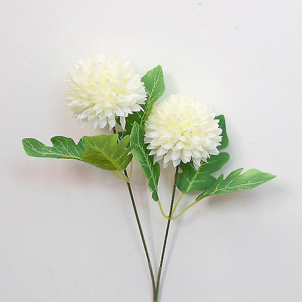6 stk dobbelthovedet mælkebøtte simuleringsblomst kunstig silke falske blomster til bryllupsfestival dekoration White