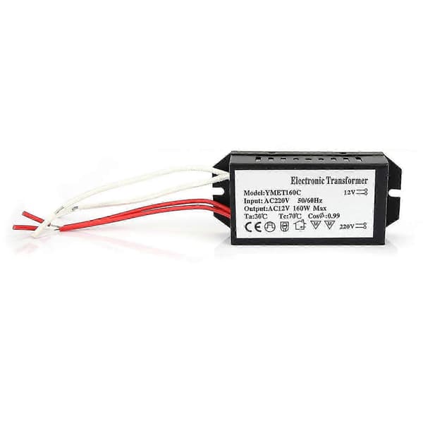 【BQ】220V til 12V Elektronisk Transformator - 20W til 160W Spenningsomformer Strømforsyningsdriver for Halogenlamper 160W