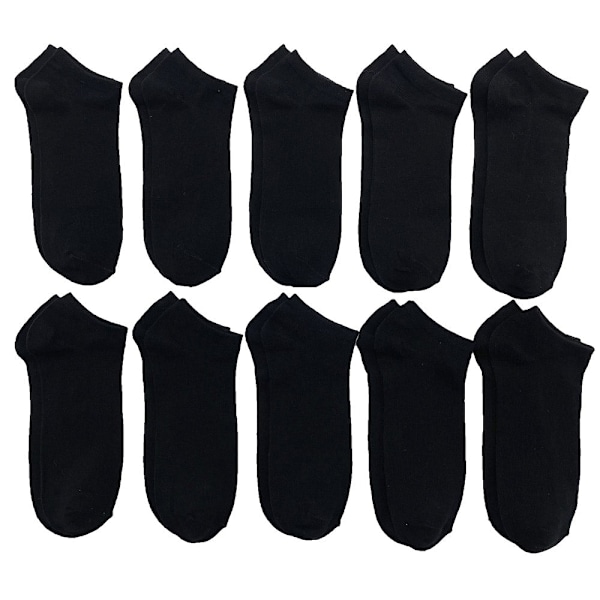 【BQ】Bambus ankelstrømper 10 par (sorte) Sorte Sort Black 46-48