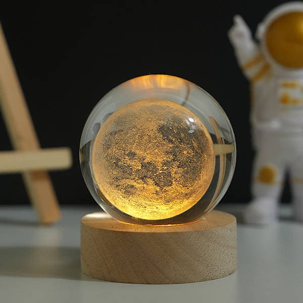 3D Solsystem Krystallkule 61mm Universgaver med Lasergravert Modell