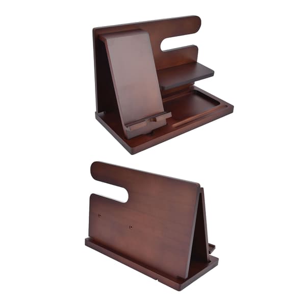 【BQ】Mobile Phone Base Multifunctional Desktop Storage Holder Retro Pine for Glasses Key Watch