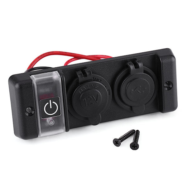 Vattentät Dual USB Power Socket Switch Panel för Car RV Marine Båt