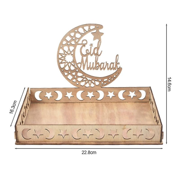 Puinen Eid Mubarakin ruokatarjotin Ramadan-koristelu kotikakkunäyttelyyn Islamin muslimijuhlatarvikkeet Ramadan Kareem Eid -lahjat 1