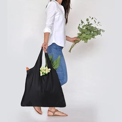 【BQ】3 stk. genanvendelige indkøbsposer, foldbar shopper med påsyet pose-FF-