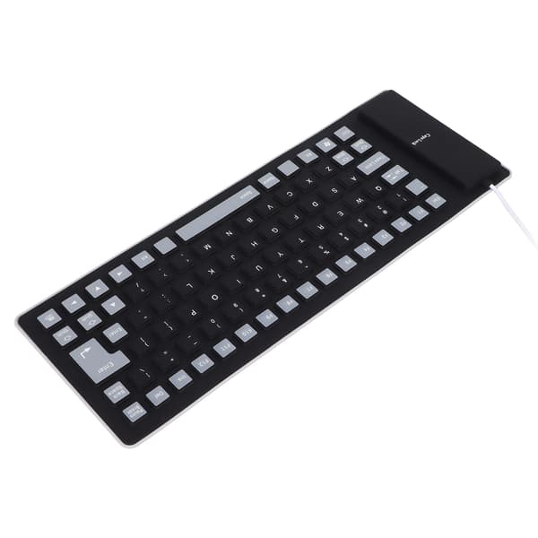 Lett bærbart USB-trådløst silikontastatur for PC (svart)