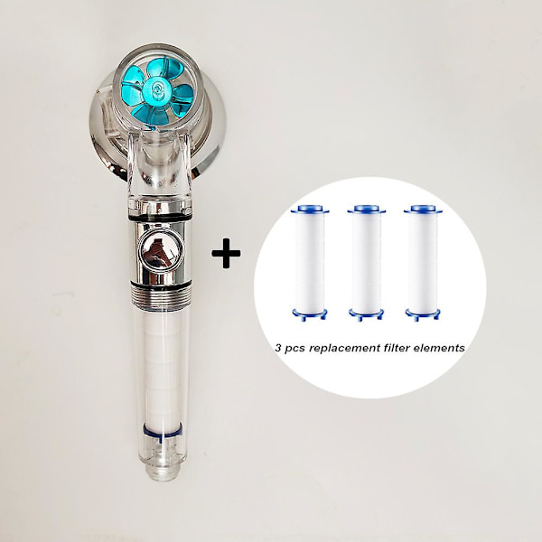 Högtrycksduschmunstycken Handhållen turbofläkt Dusch Hydro Jet duschhuvudsats med filter Turboladdat duschhuvud Transparent set