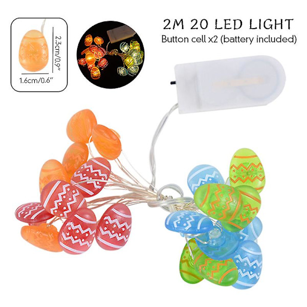 2 meter påskslingor för heminredning 20 led glödande påskhareägg Morot Fairy Light Ornament dekorationer Set3