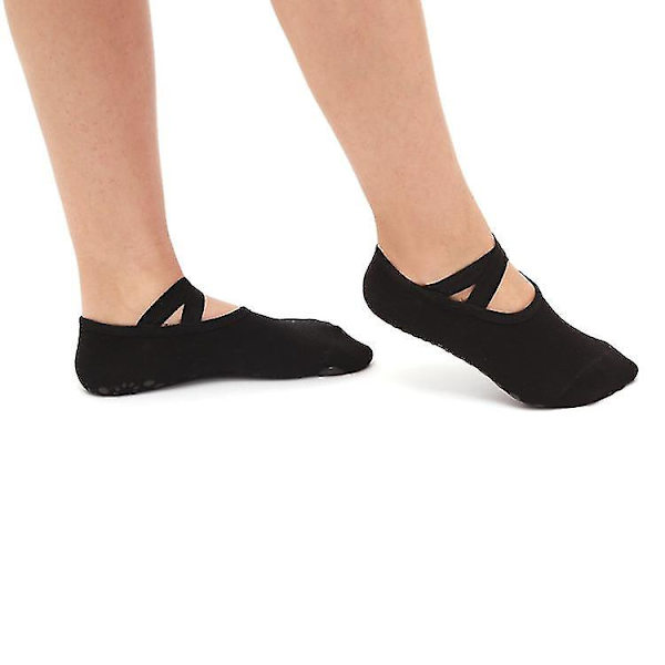 Kvinner Yoga Sokker Ankel Sklisikre Cross Sports Sokker For Ballett Pilates Dance Black