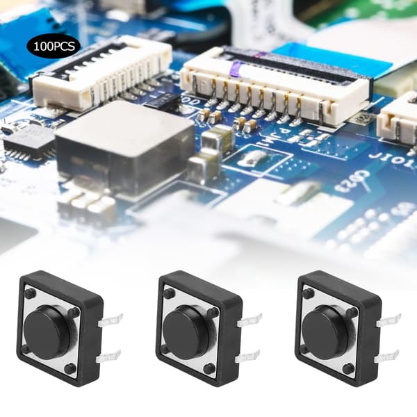 100 stk. Mini Micro Taktil Trykknap Switch 12x12x5mm Momentær Takt Switch Tilbehør