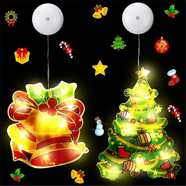 Juleopplyste vinduspynt med sugekopp Batteridrevet hengelys Tree