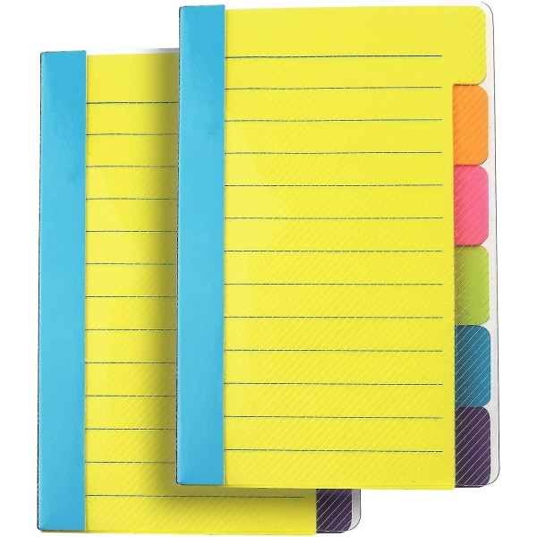 Kontor skolmaterial anteckningsflikar, ljusa färger anteckningsblock 2 pack