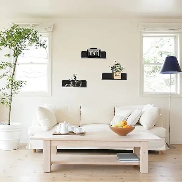 【BQ】Metal Wall Shelves, 2 Pieces 20cm Black Floating Shelves, Wall Mounted Shower Shelf, Wall Mounted Rectangular Shelf
