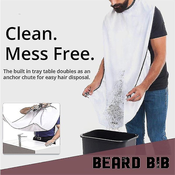 Skäggrakning Haklapp, Skäggtrimmer Catcher Förkläde Mustasch Grooming Kit för mäns trimning av hårklippning Cape Black