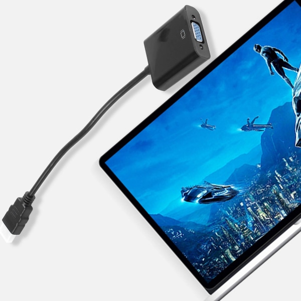 [uppgraderad version] 1080p till Vga kabeladapter omvandlare för dator bärbar dator Strömfri, - svart Black