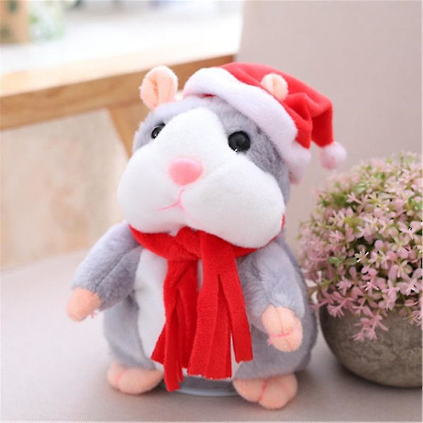 Talking Hamster Plysj Leke Repeat You Say Morsomme Barn Utstoppede Leker Talking Record Plysj Interaktive Leker Red hat Grey