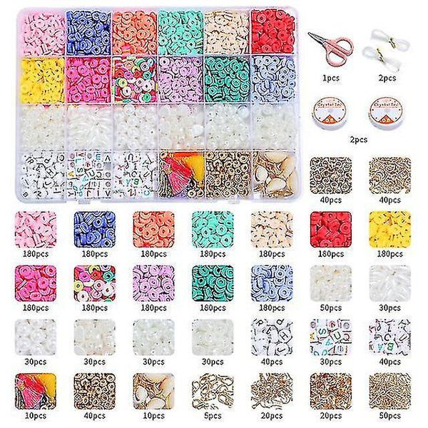 Soft Pottery Pearl Letter Beads Tassel Beads Handmade Beaded Diy Set Box color 19*13*2cm