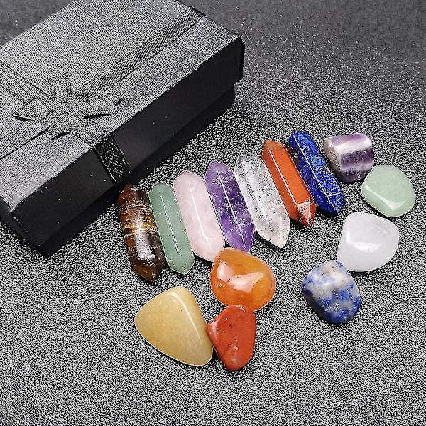7 Chakra Healing Crystal Stone Set Reiki Meditation Stone Yoga Amulett med presentförpackning