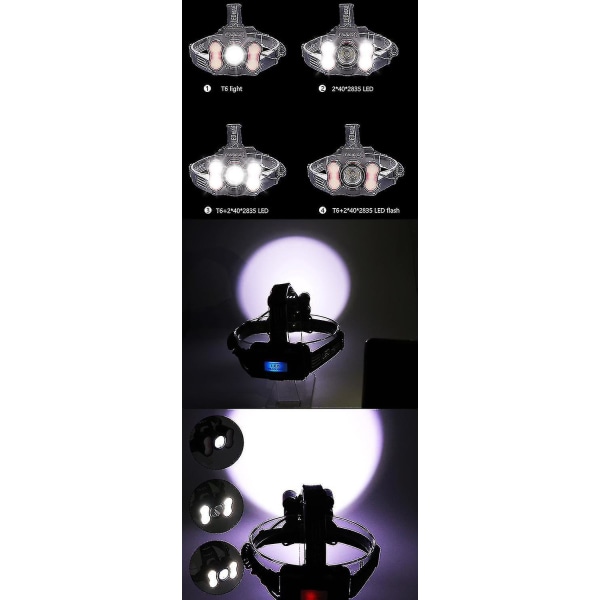 Hhcx-xanes 2709 2500lm T6+2* Smd Light Headlamp 18650 Battery Usb Interface 4 Modes Waterproof Camping Bi