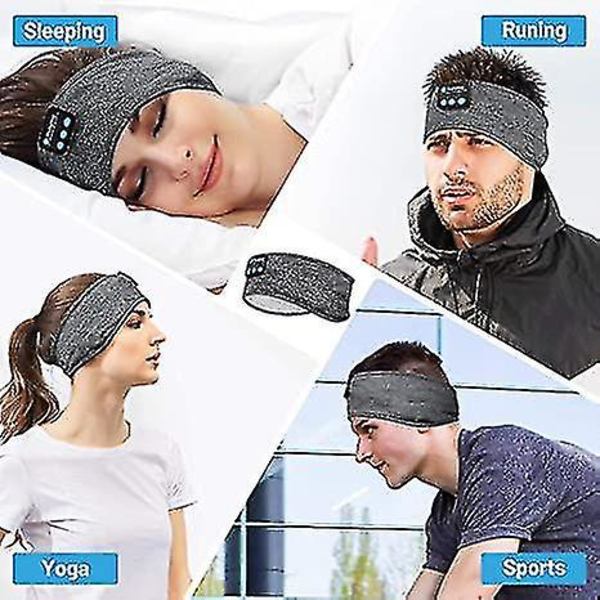 3-i-1 Bluetooth sovhörlurar Sporthuvudband Tunt Mjukt Elastiskt Bekvämt trådlöst Musikhörlurar Sida Sovögonmask Grey