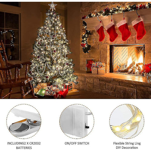 Fairy String Lights, batteridrivna vattentäta lampor