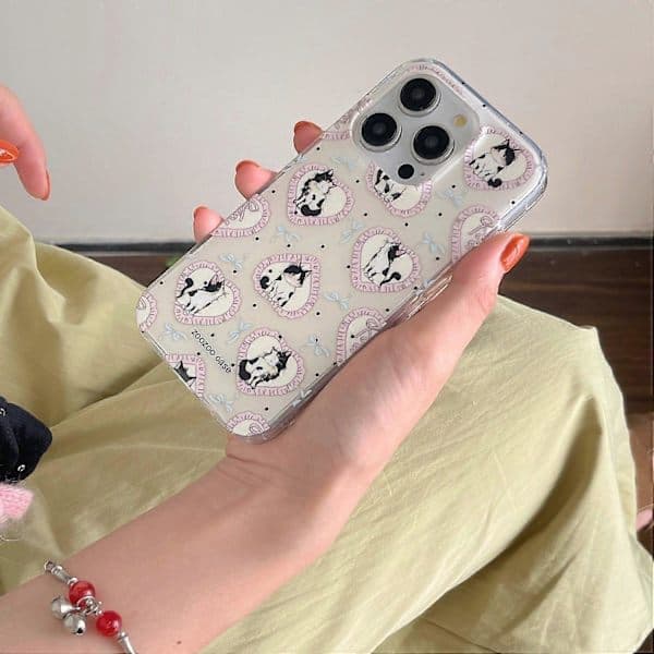 【BQ】TPU Case for iPhone 15 Pro with Cartoon Cat, IMD Shockproof Phone Case