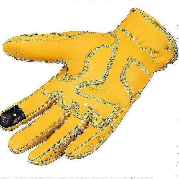 Herrehandsker i gedeskind med touchscreen-finger YELLOW xl