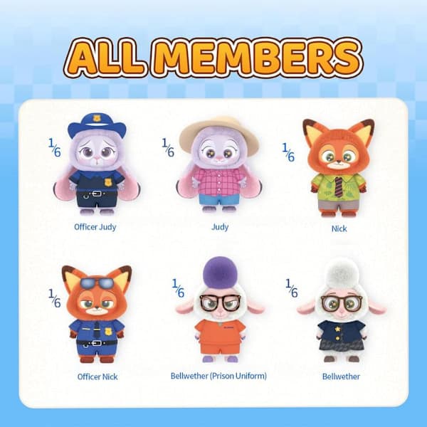 【BQ】Plush Doll Keychain Zootopia Soft Toy Rabbit Judy Fox Nick Blind Box A2 A2