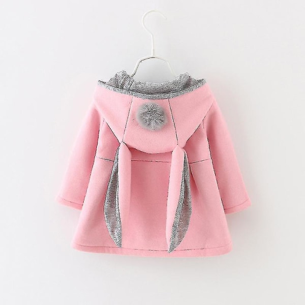 Hhcx-kids Baby Girl Bunny Rabbit Ear Hooded Coat Jacket Winter Warm Outwear Pink 0-1 Years