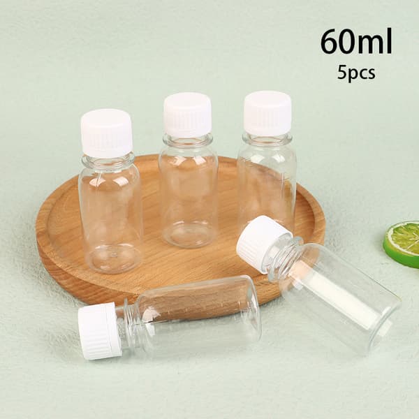【BQ】5 st 60 ml små plastflaskor ingefärsshotsflaskor med lock M 5pcs